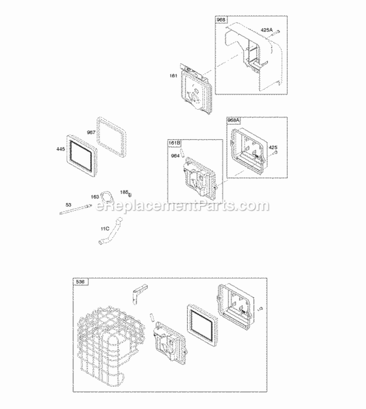 Air Cleaner Diagram and Parts List for 216302-0121-B1  Briggs and Stratton Engine